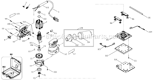 Page A Diagram and Parts List for 340B Type 1 Black and Decker Sander Polisher